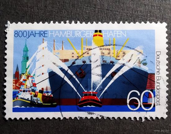 Марка Германия 1989 год 800-летие Гамбургской гавани
