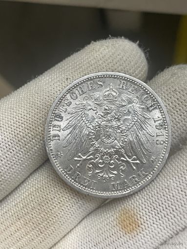 Очень яркий мундир 3 марки 1913 UNC! много лотов!