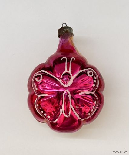 Елочная игрушка медальон бабочка СССР К.7