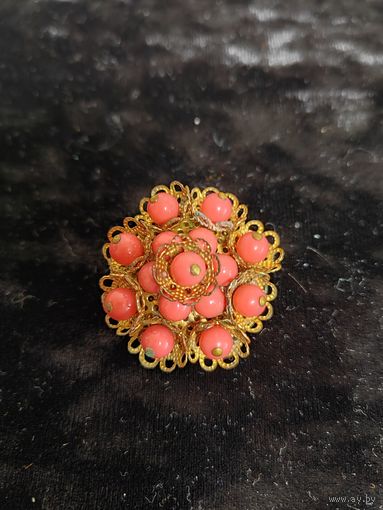 Брошь Чехословакия СССР каралловый цветок
