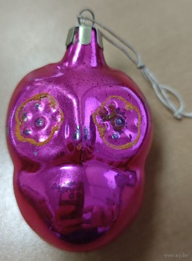 Ёлочная игрушка. Сова. Стекло. СССР