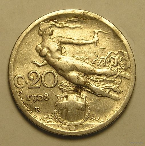 Италия 20 Чент. 1908