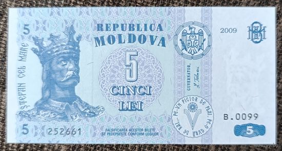 5 лей 2009 года - Молдова - UNC