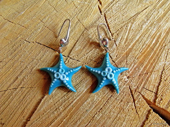 Серьги ручной работы с морскими звездами