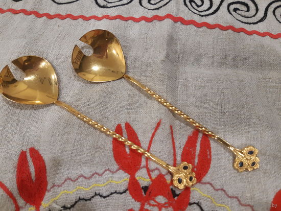 Ложки для салата позолоченные