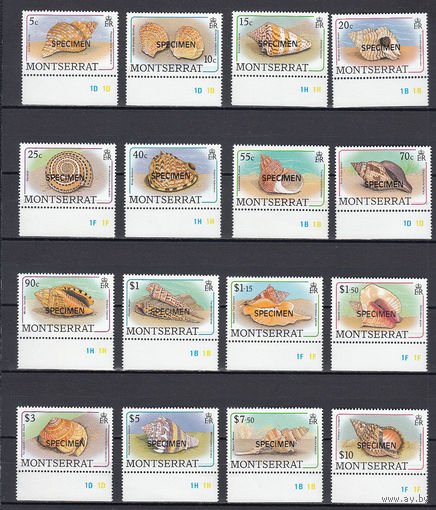 Фауна. Раковины. Монтсеррат. 1988. 16 марок (SPECIMEN). Michel N 710-725 (40,0 е)
