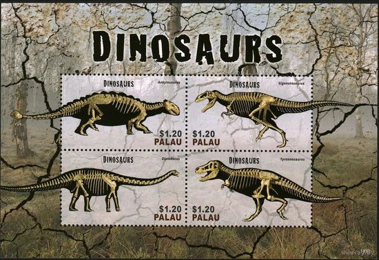 2014 Палау 3593-3596KL Динозавры 9,50 евро