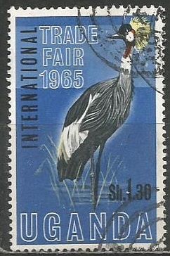 Уганда. Венценосный журавль. 1965г. Mi#86.