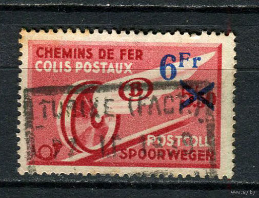 Бельгия - 1938 - Надпечатка 6Fr на 5,50Fr. Postpaketmarken - [Mi.13pt] - 1 марка. Гашеная.  (Лот 27CO)