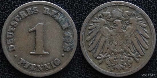 YS: Германия, Рейх, 1 пфенниг 1913D, KM# 10 (2)
