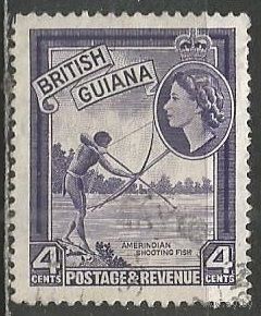 Британская Гвиана. Королева Елизавета II. Рыболов. 1954г. Mi#202.