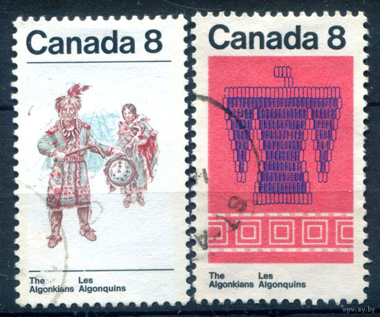 Канада - 1973г. - индейцы, национальные костюмы, символика - 2 марки - полная серия, гашёные [Mi 545-546]. #3-WB-90-A-2