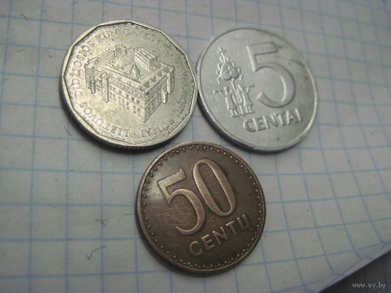 Три монеты Литвы/6 с рубля!