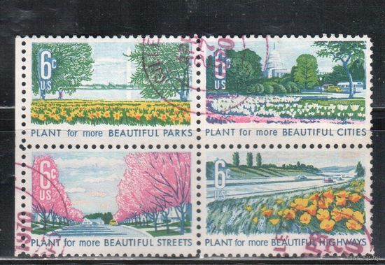 США-1969, (Мих.975-978),  гаш.  ,  Флора, Цветы, (полная серия)