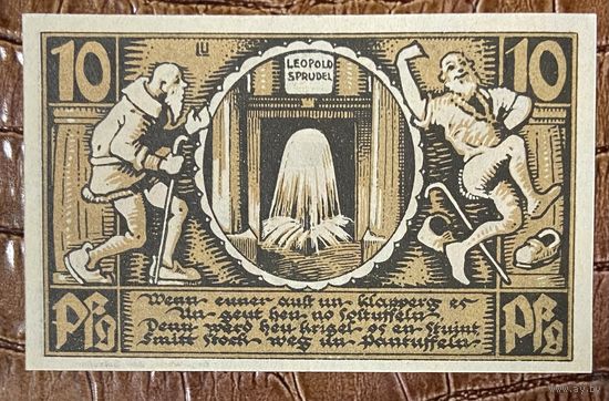 Нотгельд , 10 пфеннигов, Зальцуфлен 1921 год. Веймарская республика