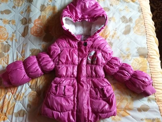 Куртка розовая на 2-3года, б.у, теплая