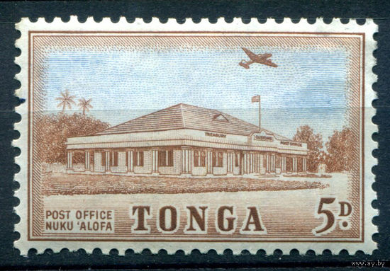 Британский протекторат - Королевство Тонга - 1953г. - ландшафты, архитектура, самолёт, 5 P - 1 марка - MH [Mi 106]. #4-B5-106-A-1