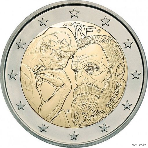 2 евро 2017 Франция Роден UNC из ролла
