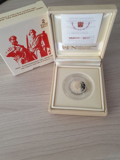 Ватикан 2 евро 2017 PROOF юбилейная 1950-летие мученической смерти святых Петра и Павла