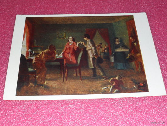 Открытка Федотов П.А. (1815-1852). Женщина-модница. Эскиз. 1849. Государственная Третьяковская галерея