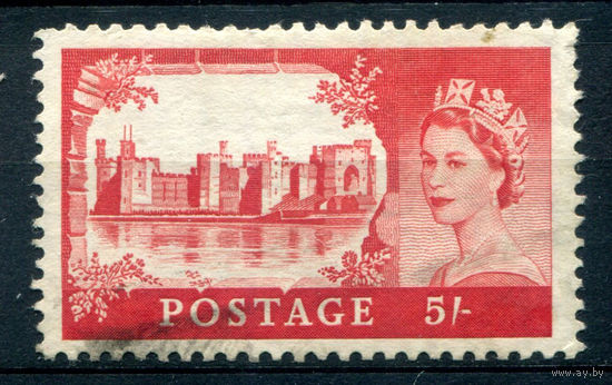 Великобритания - 1955/58г. - королева Елизавета II, замки, 5 Sh - 1 марка - гашёная [Mi 336]. #3-GB-69-A-2
