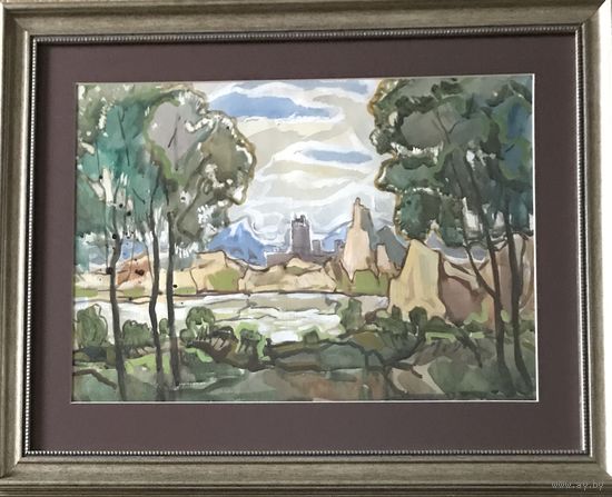 Кубарев В.Г Тайная бухта. Бумага, гуашь, акварель. Размер 55х68 см. с рамой и паспарту.