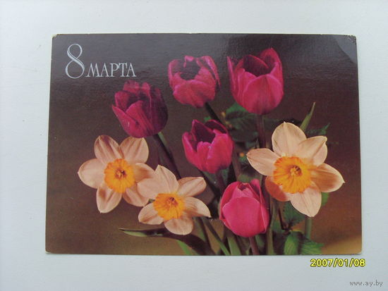 Открытка  " 8 Марта"  худ.Круцко  1982 год