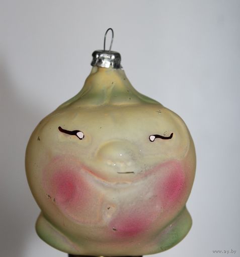 Новогодняя елочная игрушка, из СССР "Колобок", тонкое стекло.