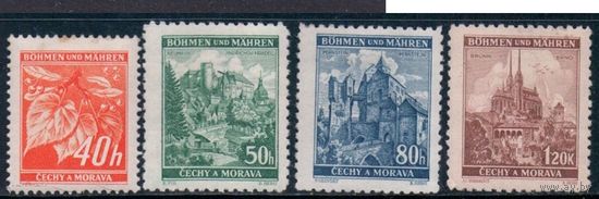 Богемия и Моравия 1940 Стандарт Архитектура Брно Пернштейн Замки Флора 4 марки**