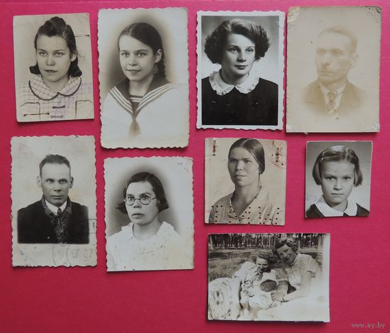 Фото 1920-1930-е гг (5*4 см), 9 шт.