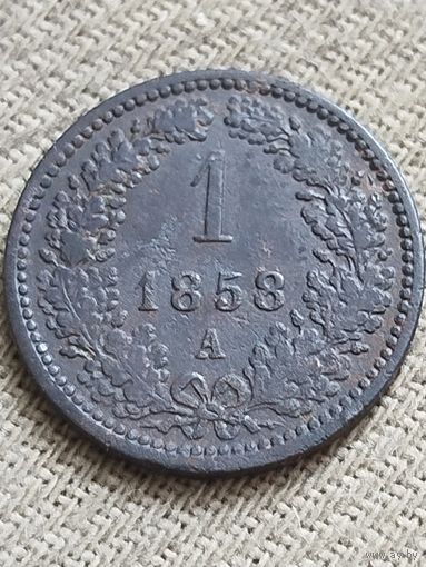 Распродажа - 1 крейцер 1858 "А",АВСТРИЯ,ФРАНЦ ИОСИФ 1