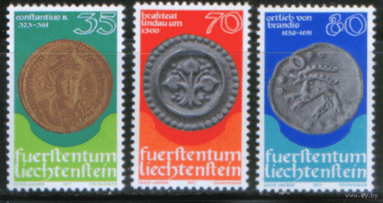 ЛИХТ. М. 677/79. 1977. Монеты на марках. Нумизматика. ЧиСт.