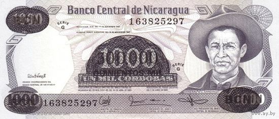 Никарагуа 500000 кордоба на 1000 кордоба образца 1987 года UNC p150
