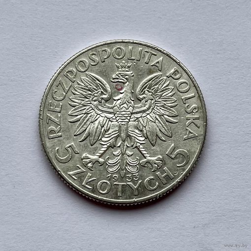 Монета СЕРЕБРО Польша 5 злотых 1933 год Ядвига ОТЛИЧНЫЕ