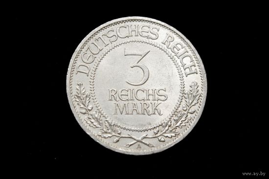 3 рейхсмарки 1926 г. Веймарская республика (Германия), Пауль фон Гинденбург. "700 лет статусу свободного города Любека". Штемпельный блеск!