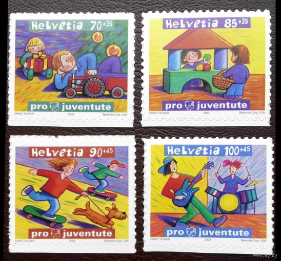 Швейцария, 2003 год, ,,Детские игры,, самоклейки, полная серия.