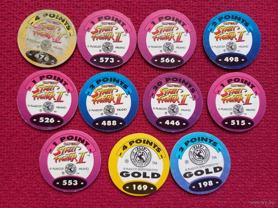 Фишки кепсы caps Street Fighter 2 Уличный боец 2. Цена за все фишки.