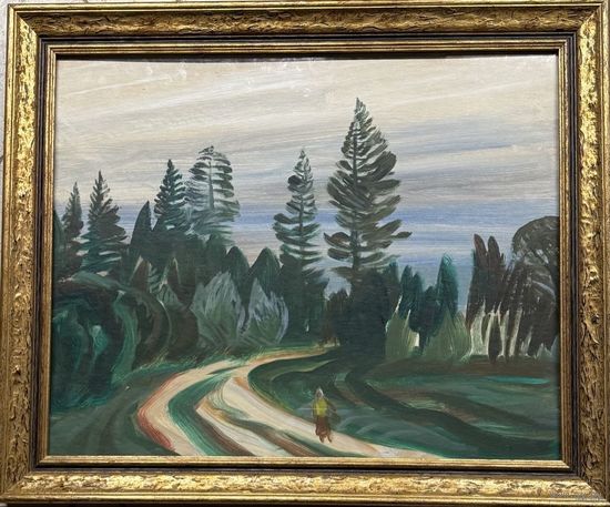 Чепик М.Ф "Лесная дорога", 1991г. Картон, масло. Размер 40х50 см.