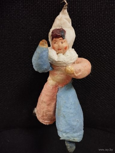 Игрушка ёлочная Арлекин, ватная. СССР