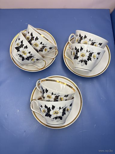 Чайные пары от сервиза "Сигулда" (6шт.), Фарфор, Рижский фарфоровый завод, Рига