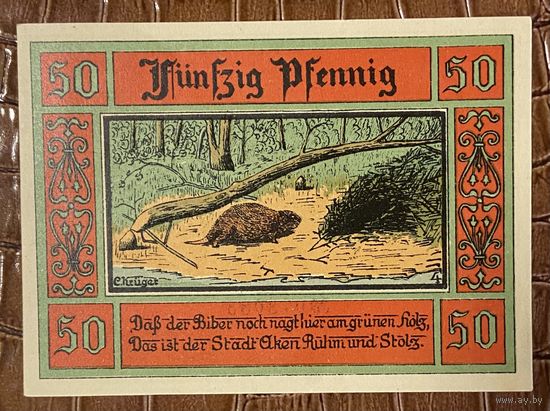 Нодгельд 50 пфеннигов 1921 год. Акен. Веймарская республика