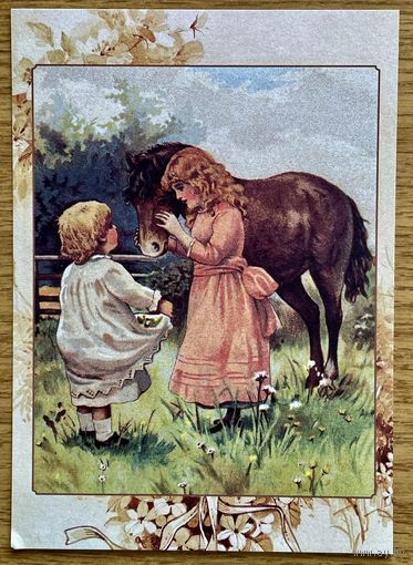 Репринт.Открытка для посткроссинга 10,5 х 14,8 см "Далёкое детство"издателя начала 20 века Эрнеста Нистера