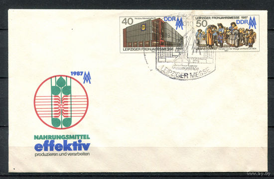 ГДР - 1987г. - Лейпцигская ярмарка, конверт со спец гашением -  полная серия [Mi 3080-3081]  (Лот 139Э). Без МЦ!
