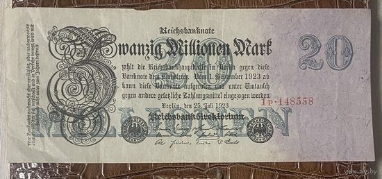 Банкнота 20 миллионов марок 1923 год. Веймарская республика