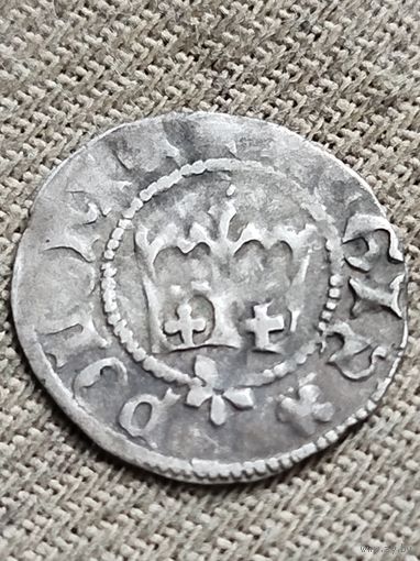 Распродажа - Полугрош Коронный Ян Ольбрахт 1492-1501,(Польша),Краков  (с цветком)