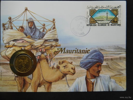 Мавритания 5 угий 1990 г конверт первого дня КПД
