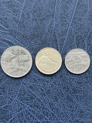 Зимбабве 1997-2001, 3 монеты (1,2 доллар и 20 центов)