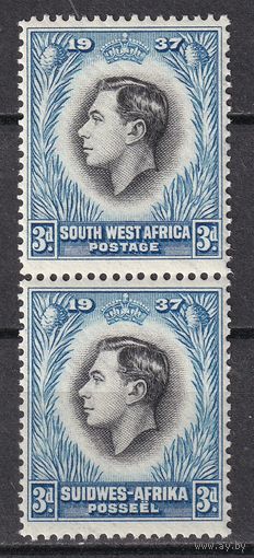 208.BrK. Великобритания. Колонии.  Юго- Западная Африка. Георг VI. Стандарт. 1937 г. 2x3P. Mi.##190/191. MNH.