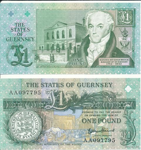 Гернси 1 фунт образца 1991-2016 года UNC p52d
