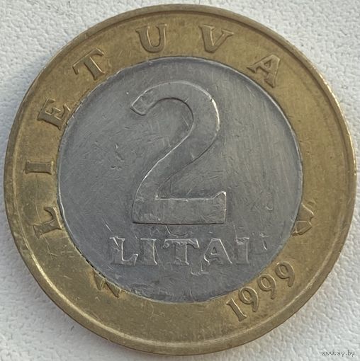 Литва 2 лита 1999 г. Вставка вынута и повернута другой стороной. Рукоблуд